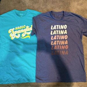 2 NWOT T-shirts size Medium. “Latino” “Hablo Spanglish”